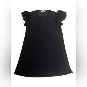 ✔️Annalee + Hope Blouse Tunic Womens L Shirt Top Black Sleek Short Sleeve